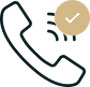 A phone icon with sound waves and a checkmark, indicating a successful call.